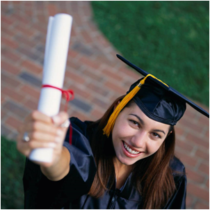 woman holding papers up in the air